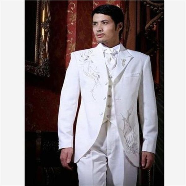 classic style white men suit embroidery groom tuxedos groomsmen mens wedding prom suits formal sets (jacket+pants+vest) men's & blazers, White;black
classic style white men suit embroidery groom tuxedos groomsmen mens wedding prom suits formal sets (jacket+pants+vest) men's & blazers, White;black