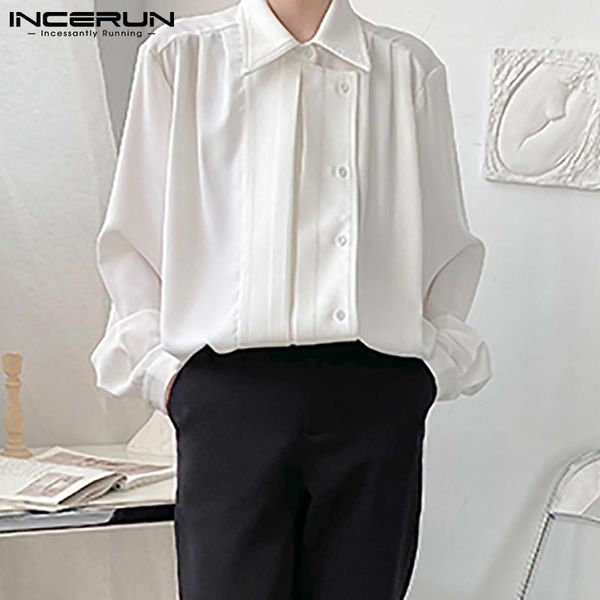 men's casual shirts 2021 men shirt solid color lapel button loose long sleeve camisa masculina streetwear fashion party s-5xl incerun, White;black
men's casual shirts 2021 men shirt solid color lapel button loose long sleeve camisa masculina streetwear fashion party s-5xl incerun, White;black