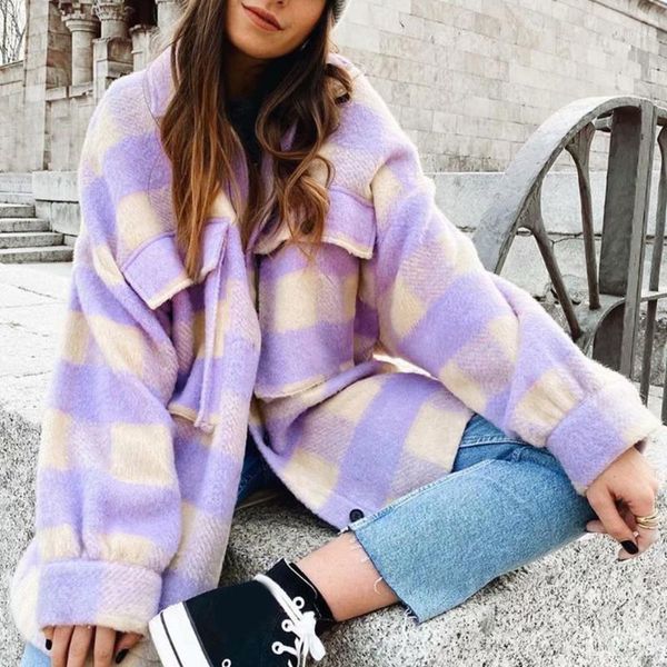 women's wool & blends elegant sweet plaid woolen shirt jackets women autumn winter pockets turn-down collar warm long coat vintage oute, Black
women's wool & blends elegant sweet plaid woolen shirt jackets women autumn winter pockets turn-down collar warm long coat vintage oute, Black
