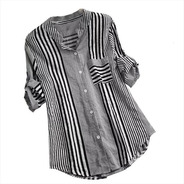 plus size three quarter womens shirt striped print v neck loose fit ropa mujer, White
plus size three quarter womens shirt striped print v neck loose fit ropa mujer, White