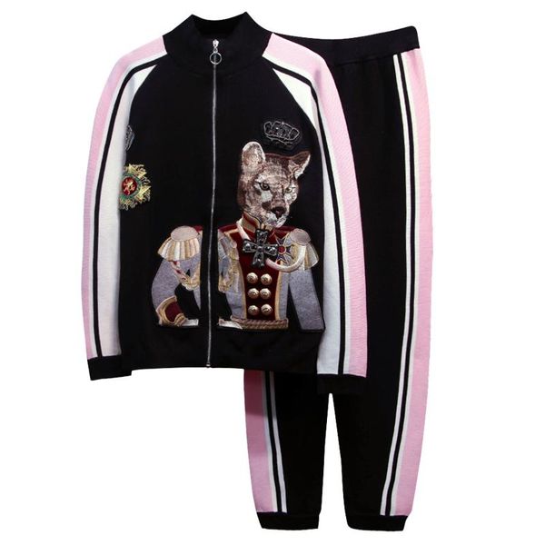 two piece dress high street stylish 2021 runway suit set women's embroidery color block zip jacket casual pants, White
two piece dress high street stylish 2021 runway suit set women's embroidery color block zip jacket casual pants, White