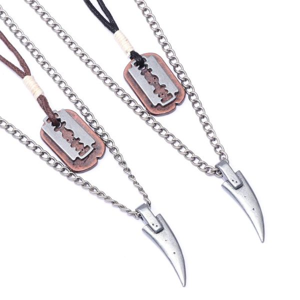 pendant necklaces wolf fang blades alloy necklace men jewelry cool male shaver shape hip hop punk leather chain naszyjnik choker, Silver
pendant necklaces wolf fang blades alloy necklace men jewelry cool male shaver shape hip hop punk leather chain naszyjnik choker, Silver