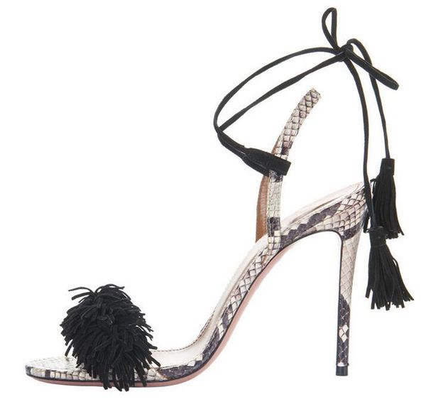 selling snake skin leather tassel lace-up women sandals thin heels cut-out cross tied gladiator shoes, Black
selling snake skin leather tassel lace-up women sandals thin heels cut-out cross tied gladiator shoes, Black