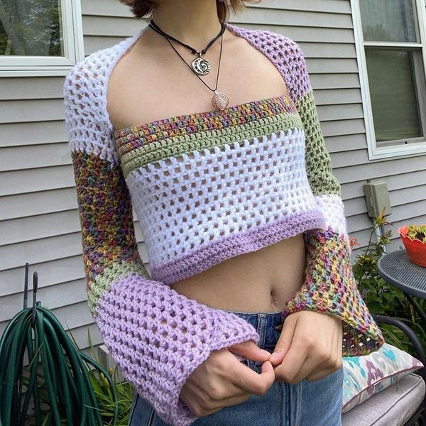 women's sweaters y2k autumn knitted long sleeve crop crochet patchwork vintage casual t-shirts tees fashion women beach summer clot, White;black
women's sweaters y2k autumn knitted long sleeve crop crochet patchwork vintage casual t-shirts tees fashion women beach summer clot, White;black