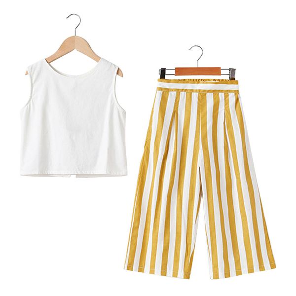2022 Summer Teen Girls Clothing Sets Bowknot Back Design Vest + Stripes Wide-Leg Pants Outfits 2Pcs Kids Clothes 8 10 12 14 Year, Blue
2022 Summer Teen Girls Clothing Sets Bowknot Back Design Vest + Stripes Wide-Leg Pants Outfits 2Pcs Kids Clothes 8 10 12 14 Year, Blue