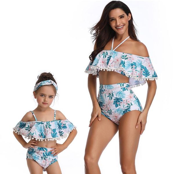 women's swimwear 2021 bikini kids baby girls swim wear off shoulder bikinis mother and daughter swimsuit tropical mommy set, White;black
women's swimwear 2021 bikini kids baby girls swim wear off shoulder bikinis mother and daughter swimsuit tropical mommy set, White;black