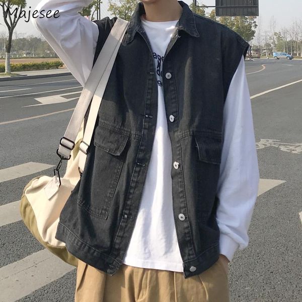 men's jackets denim men solid sleeveless coats oversize single breasted all-match design teen stylish ulzzang chic outwear male jacket, Black;brown
men's jackets denim men solid sleeveless coats oversize single breasted all-match design teen stylish ulzzang chic outwear male jacket, Black;brown