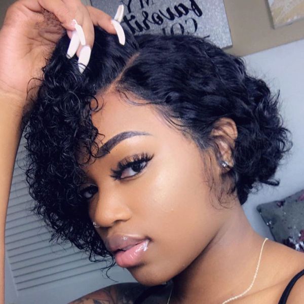 short partial division wig head black chemical fiber female small curly hair, Black;brown
short partial division wig head black chemical fiber female small curly hair, Black;brown