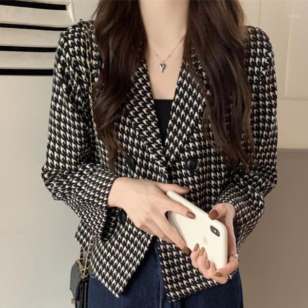 women's suits & blazers vintage houndstooth women blazer oversized full sleeve grid female suit coat elegant autumn jackets outwear, White;black
women's suits & blazers vintage houndstooth women blazer oversized full sleeve grid female suit coat elegant autumn jackets outwear, White;black