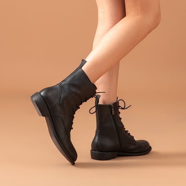 boots ankle boots women genuine cow leather waxing round toe lace up zip fashion motorcycle female shoes handmade 02031, Black
boots ankle boots women genuine cow leather waxing round toe lace up zip fashion motorcycle female shoes handmade 02031, Black