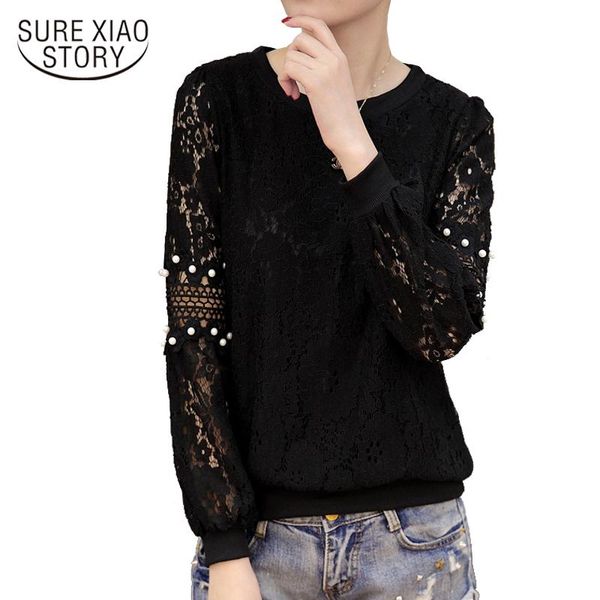 women's blouses & shirts spring 2021 casual long sleeve clothing beading lace hook flower women shirt blouse o-neck blusas d249 30, White
women's blouses & shirts spring 2021 casual long sleeve clothing beading lace hook flower women shirt blouse o-neck blusas d249 30, White