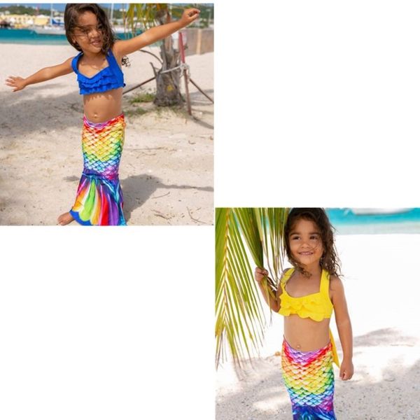 Children's Tail Swimsuit Three Piece Mermaid Bikini, White;black 
Children's Tail Swimsuit Three Piece Mermaid Bikini, White;black