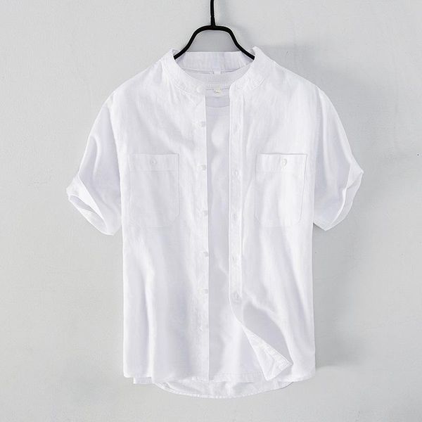 men's casual shirts double pocket summer shirt with short sleeves standing collar, White;black
men's casual shirts double pocket summer shirt with short sleeves standing collar, White;black