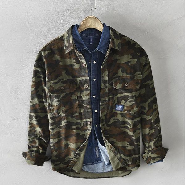 men's casual shirts spring fall fashion mens vintage camouflage double pockets american army military style overalls corduroy, White;black
men's casual shirts spring fall fashion mens vintage camouflage double pockets american army military style overalls corduroy, White;black
