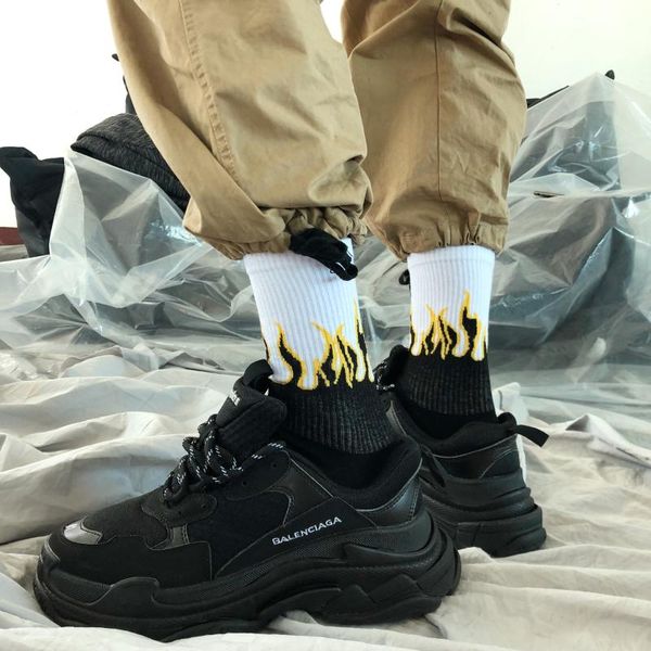 men's socks 1 pair trend hip hop sports skateboard flame simple cotton japanese harajuku street crew men women couple slippers, Black
men's socks 1 pair trend hip hop sports skateboard flame simple cotton japanese harajuku street crew men women couple slippers, Black