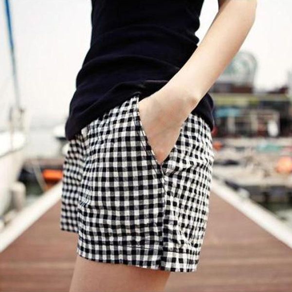 summer loose black and white check wide leg shorts casual women's korean cotton oversize wear, White;black
summer loose black and white check wide leg shorts casual women's korean cotton oversize wear, White;black