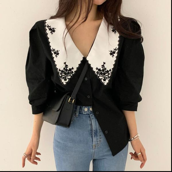 office turn down collar women shirt embroidery korean vintage elegant single breasted casual femme blusas mujer, White
office turn down collar women shirt embroidery korean vintage elegant single breasted casual femme blusas mujer, White