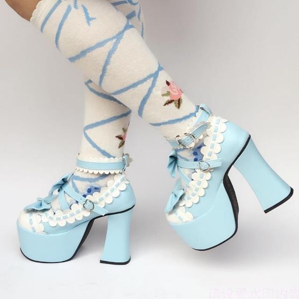 gothic 12 cm super high heel blue and white trim leather pumps sweet lace bowknot strap lolita girls shoes dress, Black
gothic 12 cm super high heel blue and white trim leather pumps sweet lace bowknot strap lolita girls shoes dress, Black