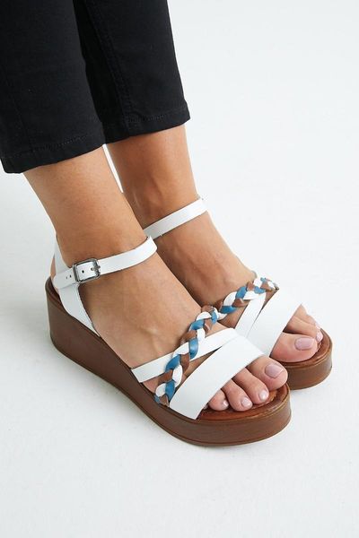 sandals 21983400 women's leather wedges white, Black