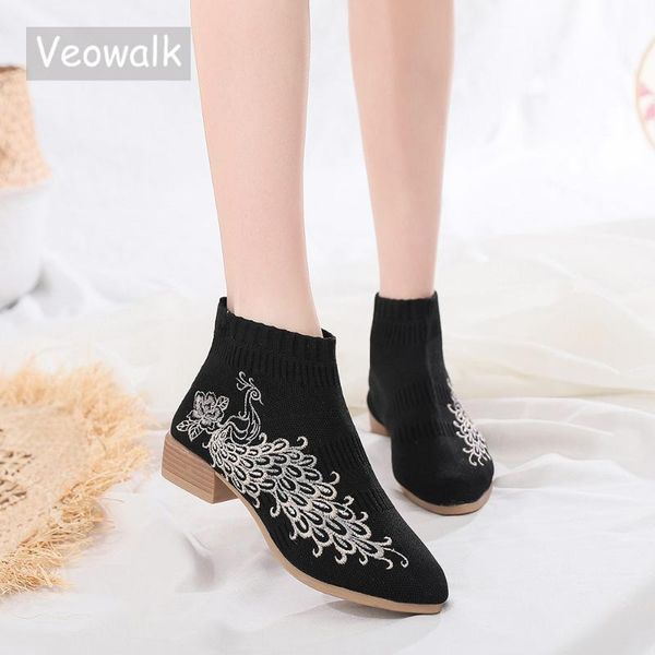 boots veowalk peacock embroidered women sock stretch fabric shoes short ankle shoe spring knitted booties, Black
boots veowalk peacock embroidered women sock stretch fabric shoes short ankle shoe spring knitted booties, Black