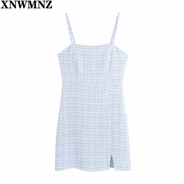 women fashion front slit hem tweed mini dress vintage textured backless zipper thin straps female dresses vestidos 210520, Black;gray
women fashion front slit hem tweed mini dress vintage textured backless zipper thin straps female dresses vestidos 210520, Black;gray