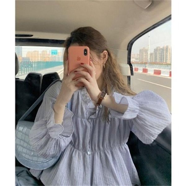 women's blouses & shirts women oversized blue all-match ruffles solid leisure design sun-protective clothes long sleeve cropped v-neck, White
women's blouses & shirts women oversized blue all-match ruffles solid leisure design sun-protective clothes long sleeve cropped v-neck, White