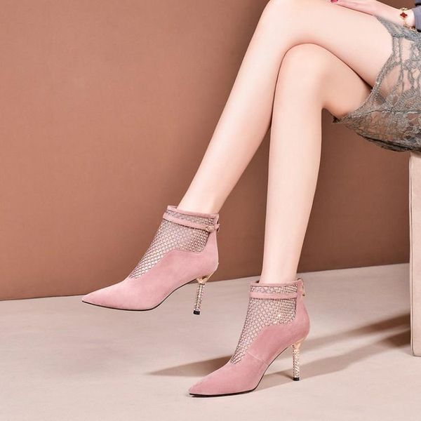 boots 2021 spring and summer suede leather shoes women's pointed toe stilettos hollow mesh crystal sandal la0019, Black
boots 2021 spring and summer suede leather shoes women's pointed toe stilettos hollow mesh crystal sandal la0019, Black