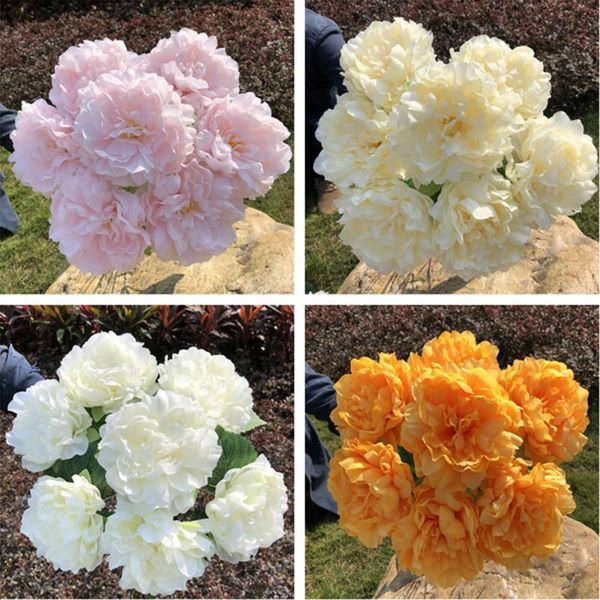 

decorative flowers & wreaths 7 heads artificial peony silk fake flower bouquet craft floral decor for home table wedding christmas decoratio