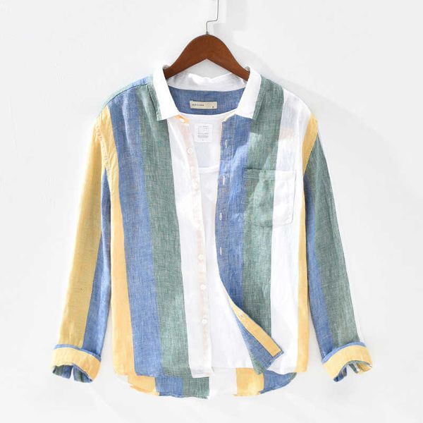 1931 men spring fashion japan style pure linen colorful stripe dyed long sleeve shirt male minimalism leisure 210809, White;black
1931 men spring fashion japan style pure linen colorful stripe dyed long sleeve shirt male minimalism leisure 210809, White;black