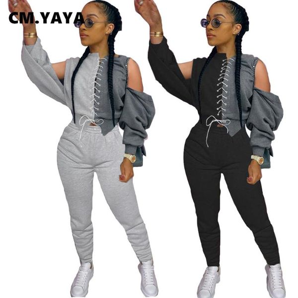 women's tracksuits cm.yaya sweatsuit women set lace up cut out shoulder patchwork sweatshirt jogger pants active tracksuit two piece ou, Gray
women's tracksuits cm.yaya sweatsuit women set lace up cut out shoulder patchwork sweatshirt jogger pants active tracksuit two piece ou, Gray