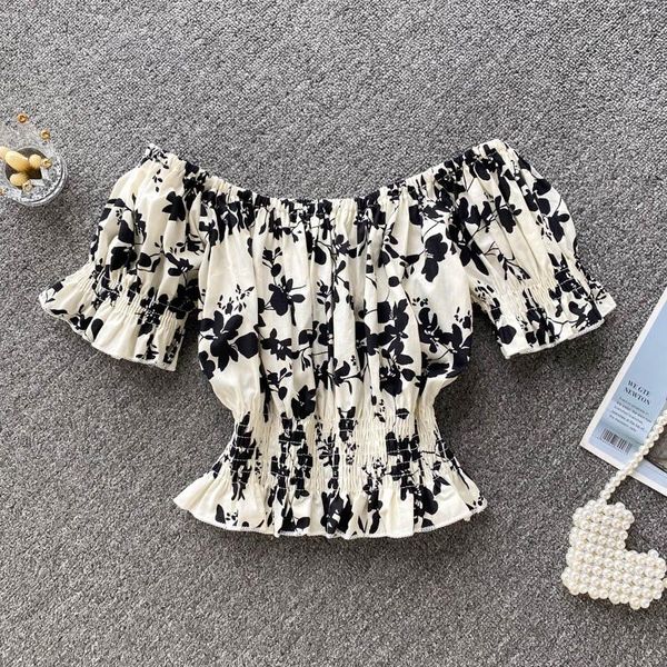 women's blouses & shirts singreiny women korean print blouse slash neck puff sleeve ruched slim summer off shoulder vacation short, White
women's blouses & shirts singreiny women korean print blouse slash neck puff sleeve ruched slim summer off shoulder vacation short, White