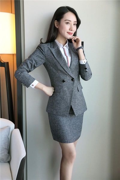 women's suits & blazers fashion gray uniform designs 2 piece and skirt for ladies work wear business jackets sets fall winter ol style, White;black
women's suits & blazers fashion gray uniform designs 2 piece and skirt for ladies work wear business jackets sets fall winter ol style, White;black