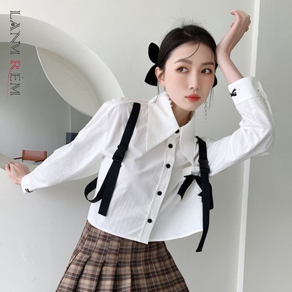 women's white short strap big size lapel long sleeve loose shirt fashion trend spring autumn 2e1228 210507
women's white short strap big size lapel long sleeve loose shirt fashion trend spring autumn 2e1228 210507