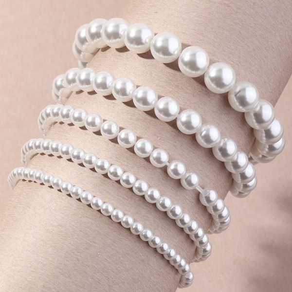 link, chain 2021 wholesale fashion women five layers elegant imitation pearl bracelet multilayer stretch, Black
link, chain 2021 wholesale fashion women five layers elegant imitation pearl bracelet multilayer stretch, Black