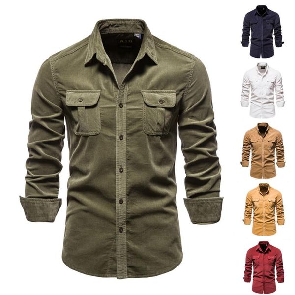 men's casual shirts 2021 men's fall corduroy multi-pocket slim single-breasted longsleeve shirt for men japanese streetwear harajuk, White;black
men's casual shirts 2021 men's fall corduroy multi-pocket slim single-breasted longsleeve shirt for men japanese streetwear harajuk, White;black
