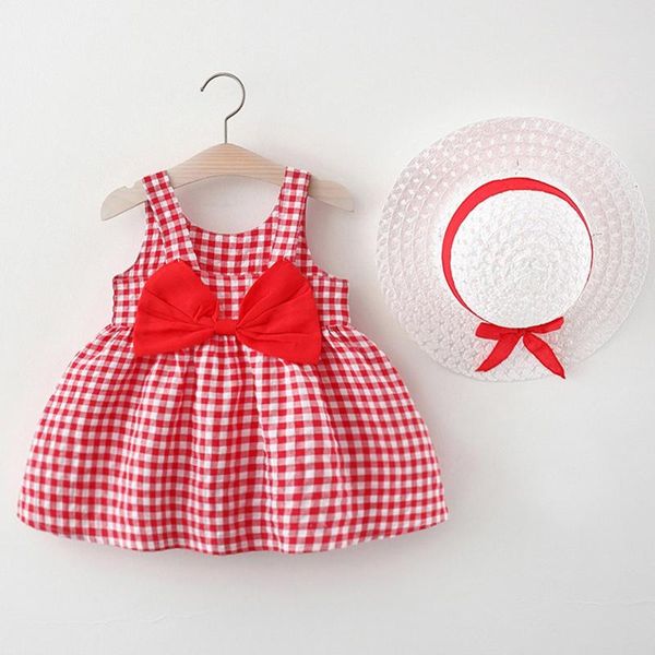 girl's dresses summer girls dress kids baby sleeveless bow plaid print princess dress+hat children set outfit girl clothes vestidos, Red;yellow
girl's dresses summer girls dress kids baby sleeveless bow plaid print princess dress+hat children set outfit girl clothes vestidos, Red;yellow