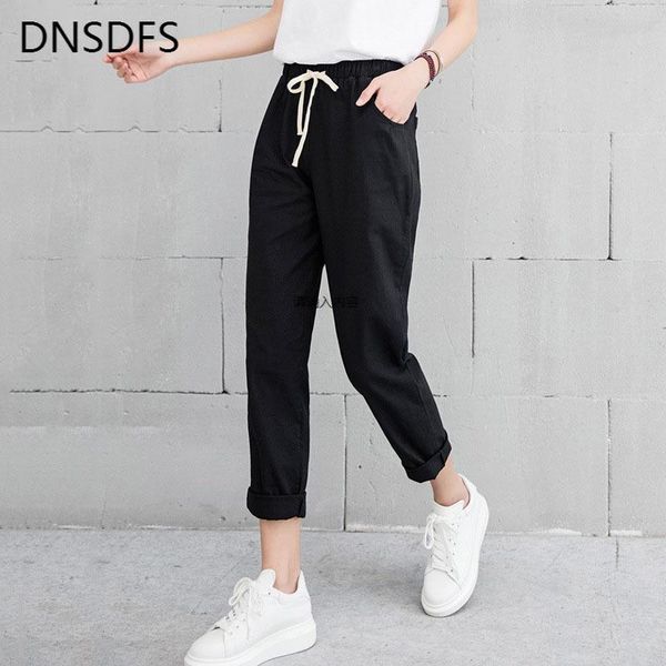 casual harajuku spring autumn womens capri big size long trousers solid elastic waist cotton linen ankle length haren pants, Black;white
casual harajuku spring autumn womens capri big size long trousers solid elastic waist cotton linen ankle length haren pants, Black;white