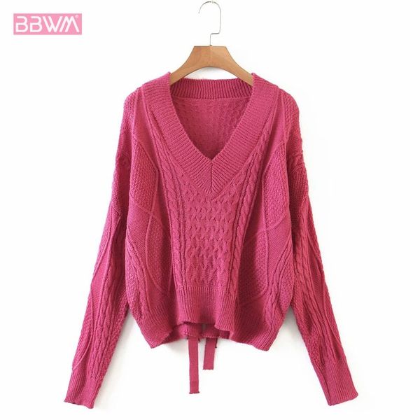 red v-neck long-sleeved knitted pullover women's sweater korean sweet loose fashion chic female sweater 210507, White;black
red v-neck long-sleeved knitted pullover women's sweater korean sweet loose fashion chic female sweater 210507, White;black
