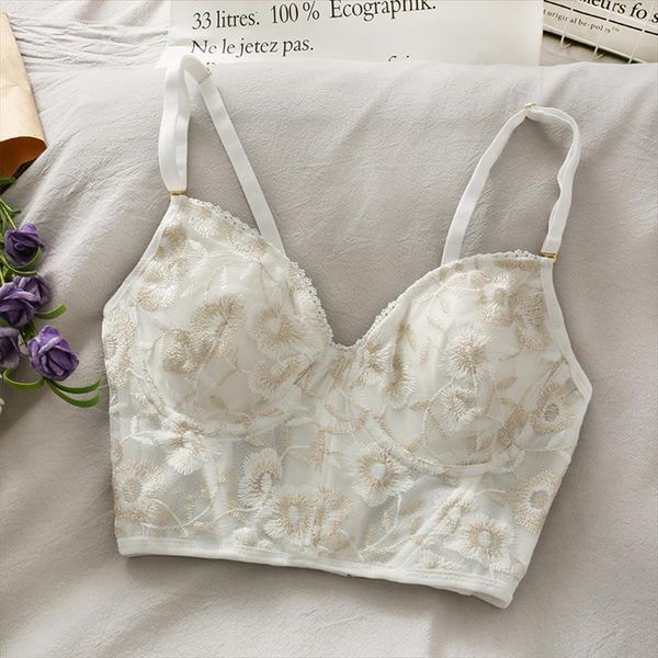 mesh embroidery crop women cami spaghetti strap tanke built in bra sleeveless all match slim fit camisole, White
mesh embroidery crop women cami spaghetti strap tanke built in bra sleeveless all match slim fit camisole, White