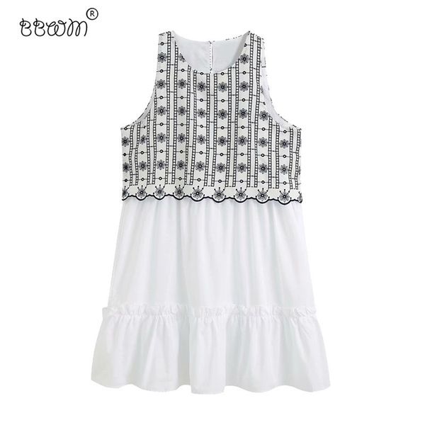women chic fashion embroidery ruffles mini dress vintage o neck sleeveless dresses casual girls vestidos 210531, Black;gray
women chic fashion embroidery ruffles mini dress vintage o neck sleeveless dresses casual girls vestidos 210531, Black;gray