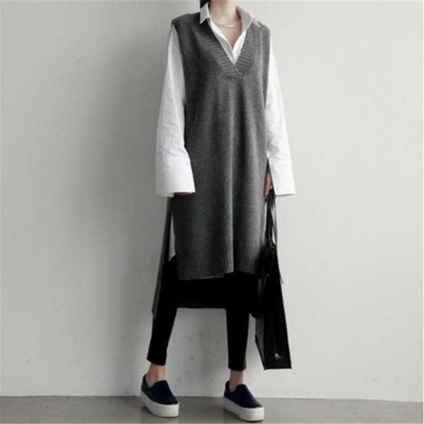 women's thermal sweater 2021 south korea ins style front short ba long vest knitted v-ne thiened medium length skirt fashion, White;black
women's thermal sweater 2021 south korea ins style front short ba long vest knitted v-ne thiened medium length skirt fashion, White;black