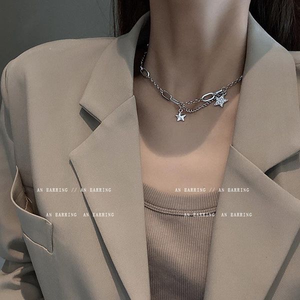 link, chain trendy titanium steel zircon star pendant necklace for women men hip-hop personality fashion temperament hip hop punk jewelry, Black
link, chain trendy titanium steel zircon star pendant necklace for women men hip-hop personality fashion temperament hip hop punk jewelry, Black
