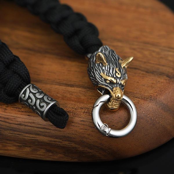 bangle viking wolf weave beads bracelet pagan man jewelry cuff wrisband, Black
bangle viking wolf weave beads bracelet pagan man jewelry cuff wrisband, Black