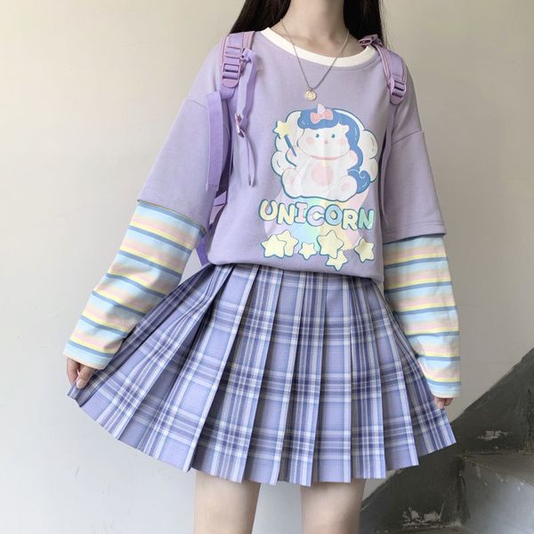 QWEEK Kawaii Tshirt Women Fashion Cartoon Print T Shirt Women Long Sleeve Plus Size Cute Tops Rainbow Stripe Casual Graphic Tees, White
QWEEK Kawaii Tshirt Women Fashion Cartoon Print T Shirt Women Long Sleeve Plus Size Cute Tops Rainbow Stripe Casual Graphic Tees, White