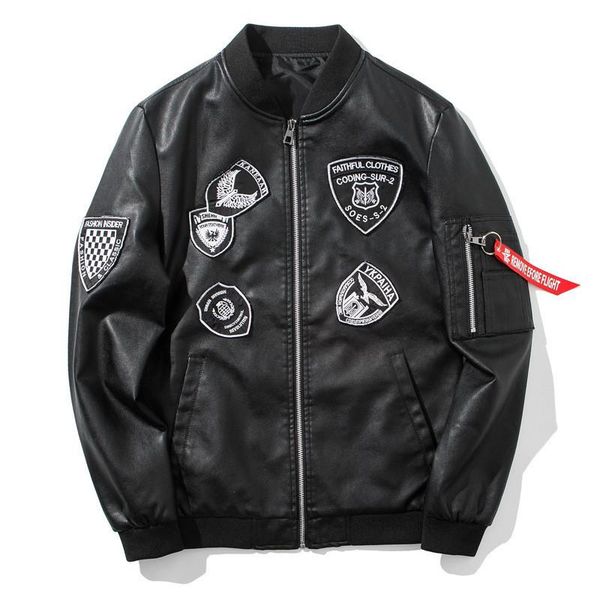 men's jackets moruancle fashion men leather bomber with patches male faux pu varsity baseball jacket outerwear mandarin collar, Black;brown
men's jackets moruancle fashion men leather bomber with patches male faux pu varsity baseball jacket outerwear mandarin collar, Black;brown