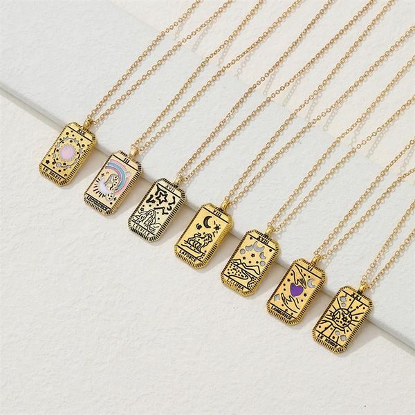 pendant necklaces tarot card mystery necklace retro color dripping oil jewelry collar good luck amulet big, Silver
pendant necklaces tarot card mystery necklace retro color dripping oil jewelry collar good luck amulet big, Silver