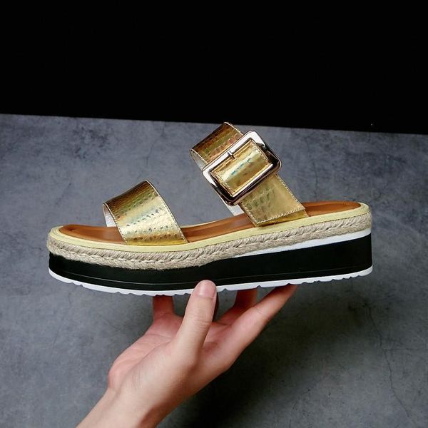 slippers mljuese 2021 women cow leather summer gold color open toe buckle strap wedges heel high heels beaches sandals party, Black
slippers mljuese 2021 women cow leather summer gold color open toe buckle strap wedges heel high heels beaches sandals party, Black