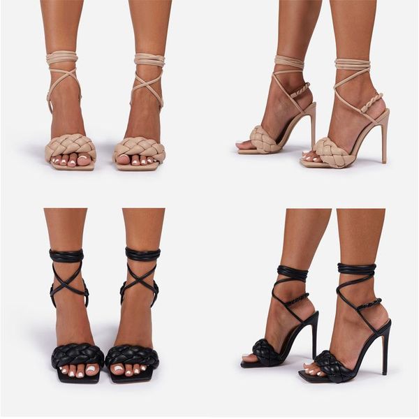 summer women's high heel sandals pu braided roman style foot ring straps square toe stilettos party dress shoes, Black
summer women's high heel sandals pu braided roman style foot ring straps square toe stilettos party dress shoes, Black