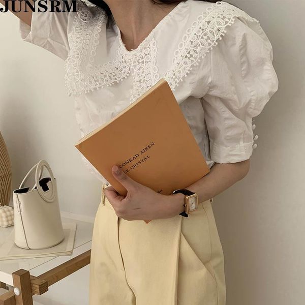 women's blouses & shirts chic korean white shirt 2021 summer fashion solid color lace lapel cotton blouse gentle short sleeve sweet hig
women's blouses & shirts chic korean white shirt 2021 summer fashion solid color lace lapel cotton blouse gentle short sleeve sweet hig