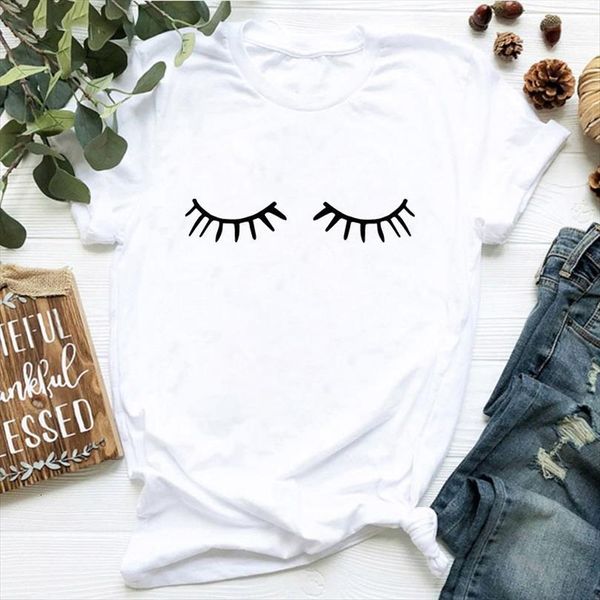 And Women Short Sleeve Lady Men Tops Eyelash Printed Fashion Simple Shirtsummer Tee Femme, White;black
And Women Short Sleeve Lady Men Tops Eyelash Printed Fashion Simple Shirtsummer Tee Femme, White;black